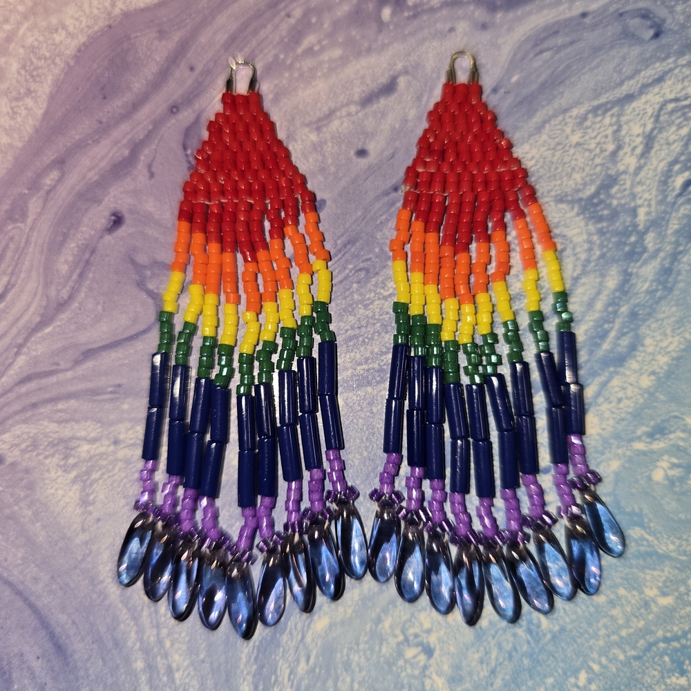 Colorful Beaded Fringe Earrings